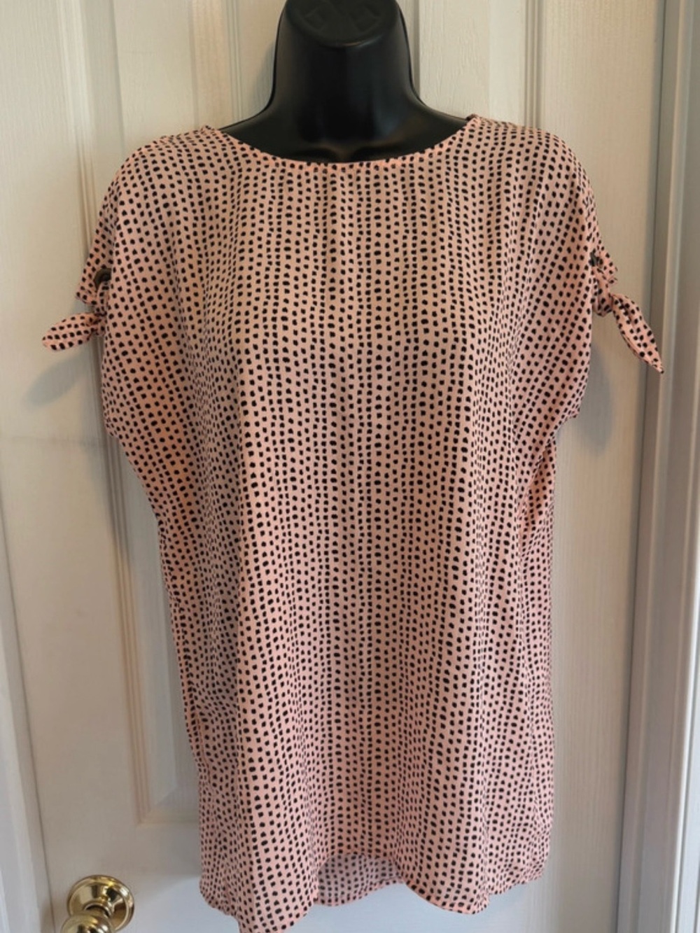 Maurice’s Rose & Black Polka Dot Top With Arm Details